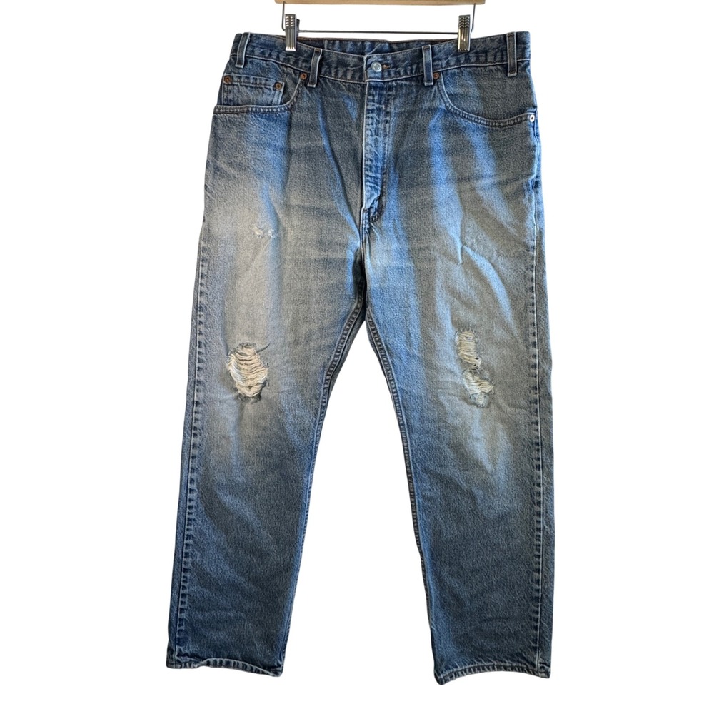 Vtg Levis 505 90s Made USA Distressed Jeans‎ Blue 38x30 Mens Grunge Skater Dad